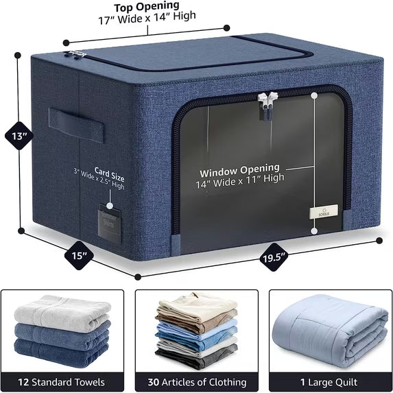 Stackable Metal Frame Storage Bin
